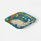 Wilde konijn en bloeiende takken papieren bordje (Gebogen)