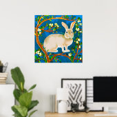 Wilde konijn en bloeiende takken poster (Thuiskantoor)