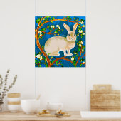 Wilde konijn en bloeiende takken poster (Keuken)