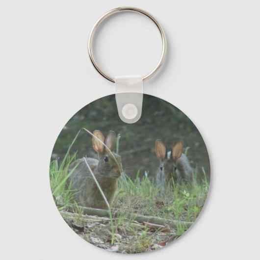 Wilde konijnen Eastern Cottontail Pair Apparel Gif Sleutelhanger (Voorkant)