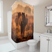 wilde konik - paarden die direct naar de oorlog tr douchegordijn (In situ)