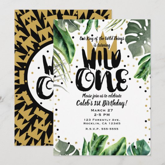 Wilde Koning van Dingen Kroon 1e Verjaardag Feest Kaart (Voorkant / Achterkant)