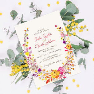Wilde krans Mooie Herfst Bloemen Eenvoudige bruilo Kaart