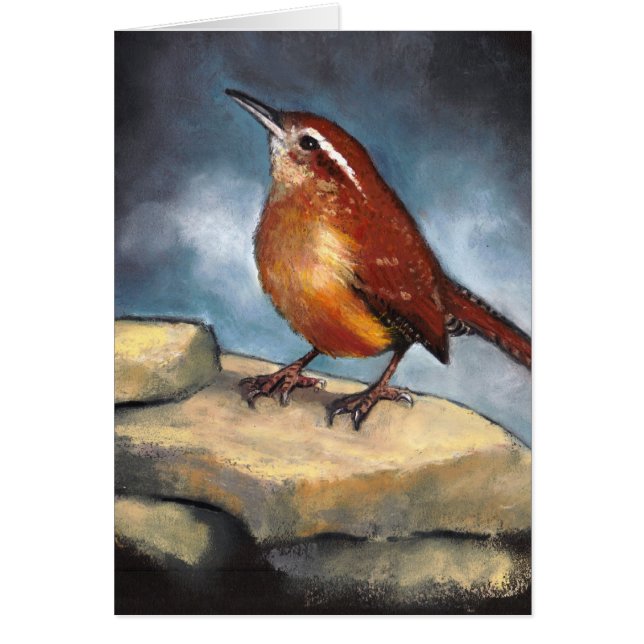 Wilde kunst: Carolina Wren op Rocks: pasta (Voorkant)