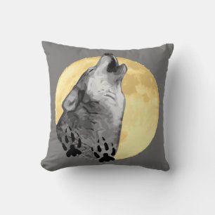 Wilde kussens, wolf, hobbelen op de maan kussen