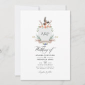 Wilde Laurea Woud Kam QR Code RSVP Huwelijk Kaart (Voorkant)