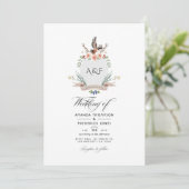 Wilde Laurea Woud Kam QR Code RSVP Huwelijk Kaart (Staand voorkant)