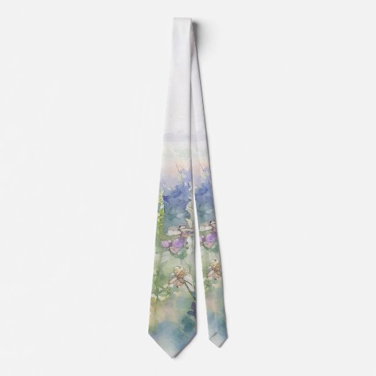 Wilde Lavendel bloemen in aquarel Stropdas (Voorkant)