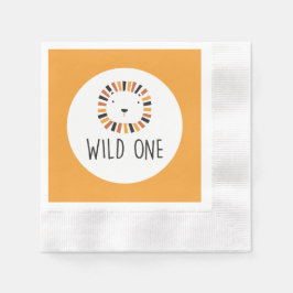 Wilde leeuw eerste verjaardag servet
