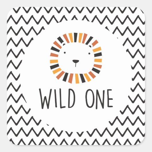 Wilde leeuw eerste verjaardag vierkante sticker (Voorkant)