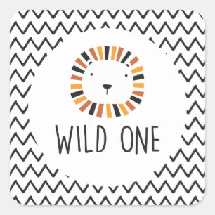 Wilde leeuw eerste verjaardag vierkante sticker