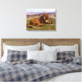 Wilde Leeuw in de Afrikaanse Savanne Canvas Afdruk (Insitu (Slaapkamer))
