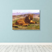 Wilde Leeuw in de Afrikaanse Savanne Canvas Afdruk (Insitu (Houten vloer))