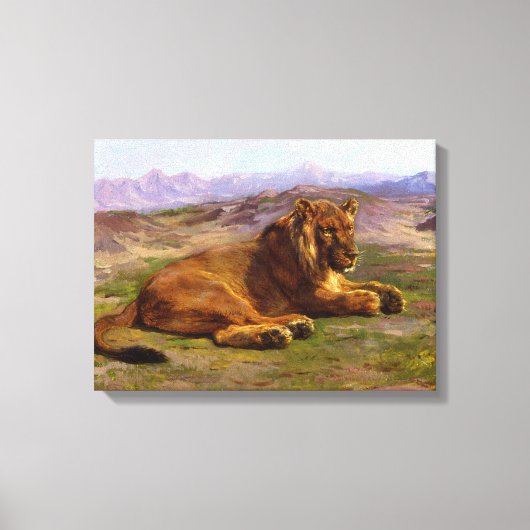 Wilde Leeuw in de Afrikaanse Savanne Canvas Afdruk (Voorkant)
