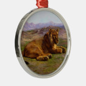 Wilde Leeuw in de Afrikaanse Savanne Metalen Ornament (Rechts)