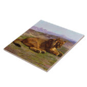 Wilde Leeuw in een Afrikaans Safari Landschap Tegeltje (Zijkant)