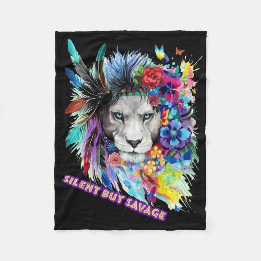 Wilde Leeuw Sticker  Fleece Deken (Voorkant)