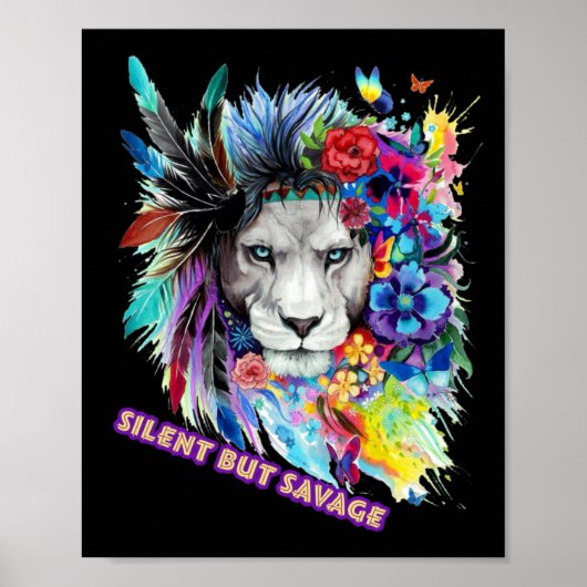 Wilde Leeuw Sticker  Poster (Voorkant)