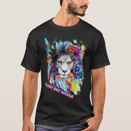 Wilde Leeuw Sticker  T-shirt (Voorkant)