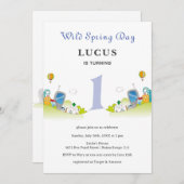 Wilde lentedag 1e verjaardag kaart (Voorkant / Achterkant)