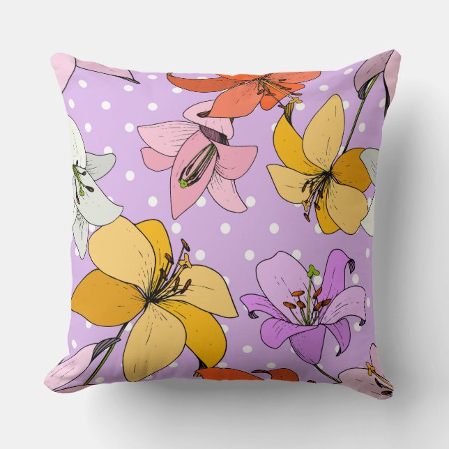 Wilde lentesbloemen Lily schattige paarse stippen Kussen (Voorkant)