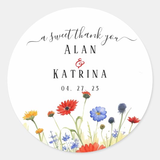 Wilde Lenteweide Bloemen Sticker (Voorkant)