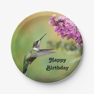 Wilde levende vogelpest Floral Foto Birthday Papieren Bordje