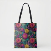 Wilde Levendige Bloemen En Veren Tas (Voorkant)