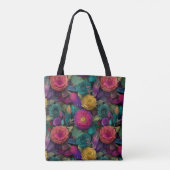 Wilde Levendige Bloemen En Veren Tas (Achterkant)