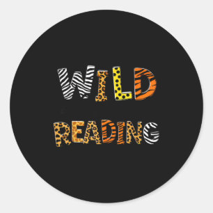 Wilde lezende kinderen lezen boeken en boekenwurm ronde sticker