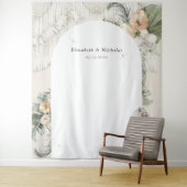 Wilde Liefde | Boho Macramé Groen Fotohoek Wandkleed (In situ)