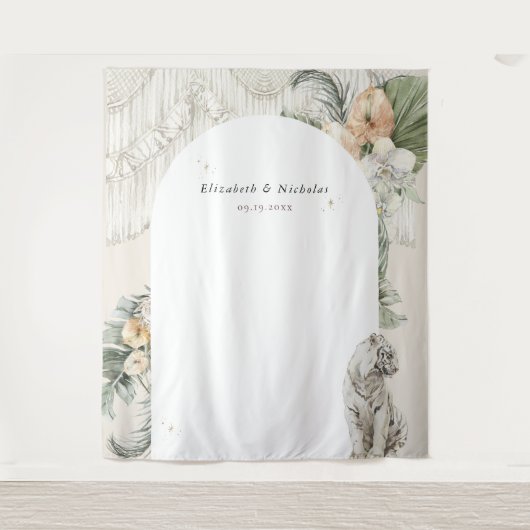 Wilde liefde | Boho Macrame groen fotohokje Wandkleed (Voorkant)