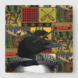 Wilde Lodge Common Loon Vierkante Klok