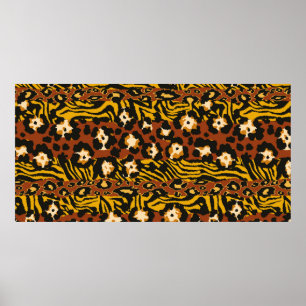 Wilde luipaard en tijgerhuiden, bovenaan poster