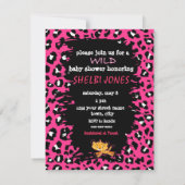 wilde luipaard HOT PINK babydoucheuitnodigingen! Kaart (Achterkant)