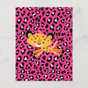 wilde luipaard HOT PINK babydoucheuitnodigingen! Kaart