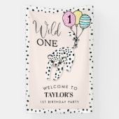 wilde | Luipaardballon 1e verjaardag Welkom Spandoek (Verticaal)