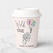 wilde | Luipaardballonmeisje 1e verjaardag Papieren Bekers (Achterkant)