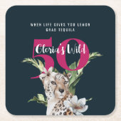 Wilde luipaarddieren Roze 50ste verjaardag Kartonnen Onderzetters (Voorkant)