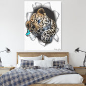 Wilde luipaarden op een vlinder canvas afdruk (Insitu (Slaapkamer))