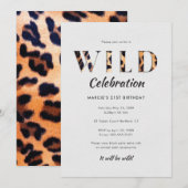 Wilde Luipaardprint Feestviering Kaart (Voorkant / Achterkant)