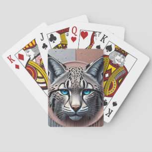 Wilde Lynx Geometrisch Gezicht Met Moderne Details Pokerkaarten