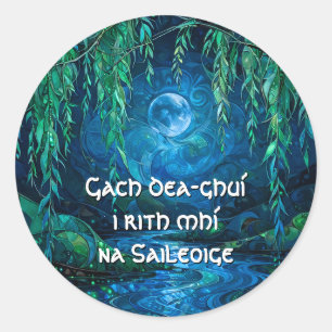 Wilde Maan Saille Stromende Rivier Keltische Groet Ronde Sticker