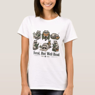 Wilde maar wel gelezen grappige boekenwurm wasbeer t-shirt