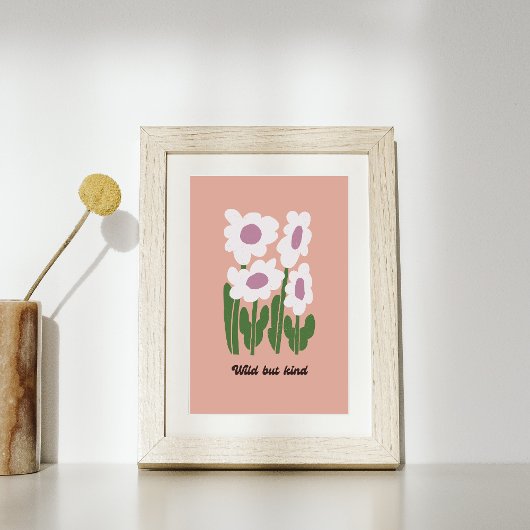 Wilde maar zachte retro-muurkunst met madeliefjes poster