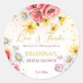 Wilde madelief klaproos bruidsdiner favor cadeau ronde sticker (Voorkant)