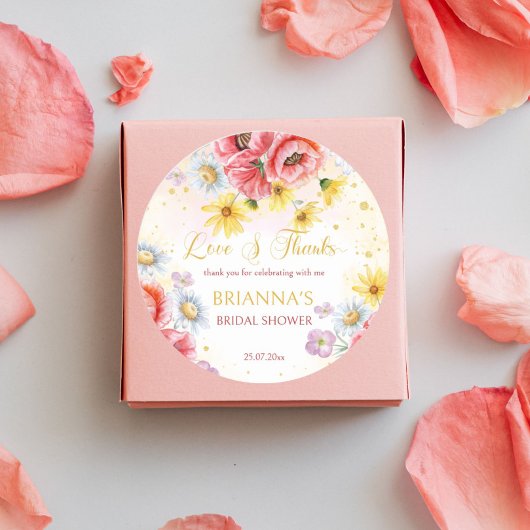 Wilde madelief klaproos bruidsdiner favor cadeau ronde sticker