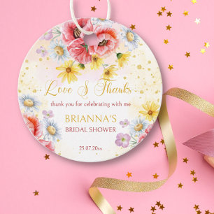 Wilde madelief klaproos bruiloft favor cadeau bedankjes labels