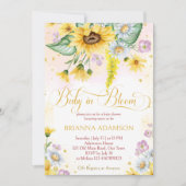 Wilde madelief zonnebloem baby in bloei baby showe kaart (Voorkant)