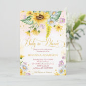 Wilde madelief zonnebloem baby in bloei baby showe kaart (Staand voorkant)